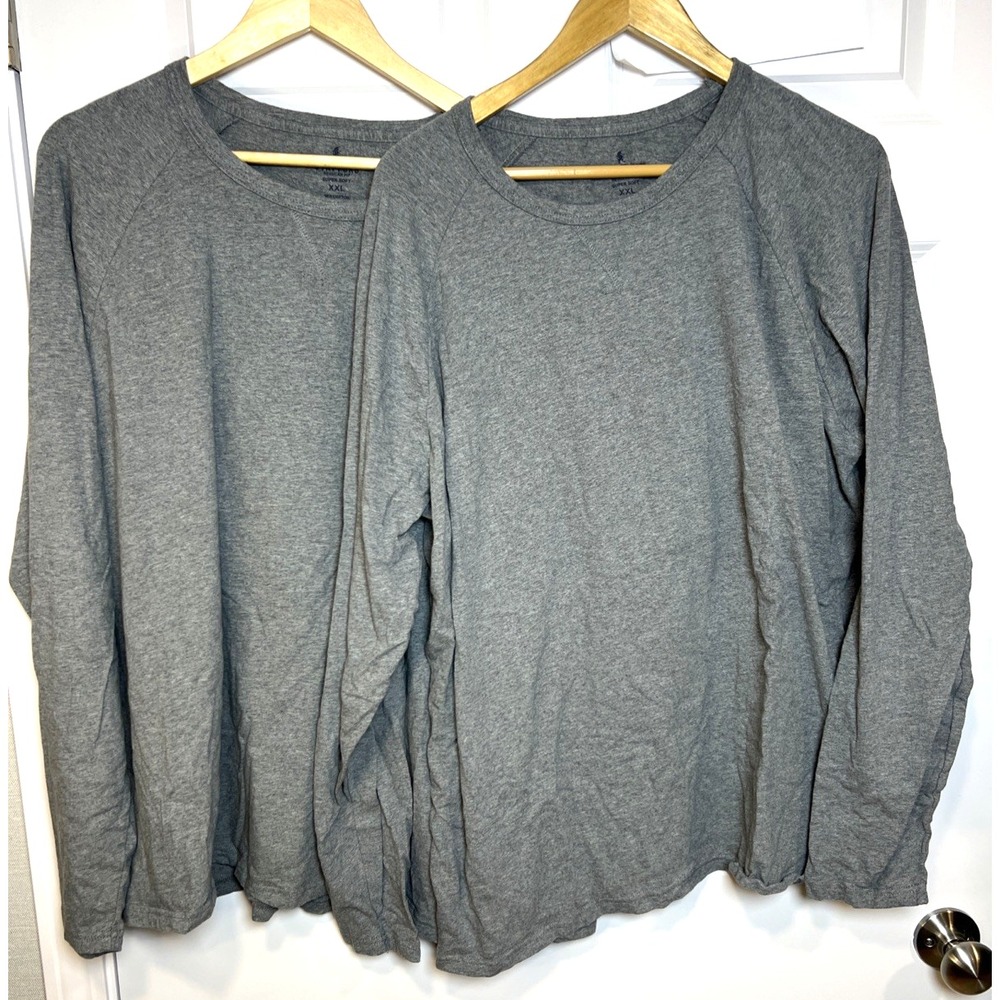 Stafford Men XXL Long Sleeve Tee 2 Pack Gray Base Layer Crewneck Soft Loungewear
